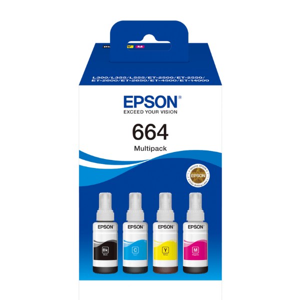 پک جوهر مخزن اورجینال 4 رنگ اپسون مدل 664